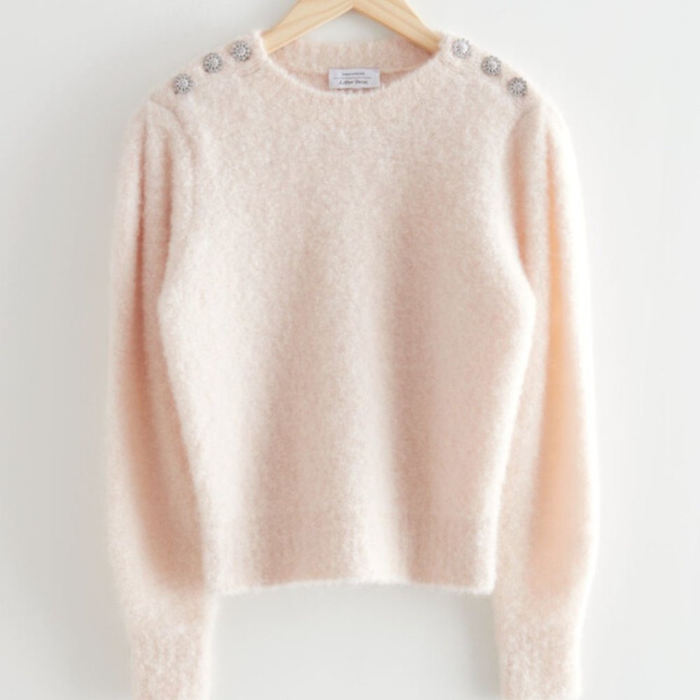 &Other Stories Mohair Rhinestone Button Knit Sweater